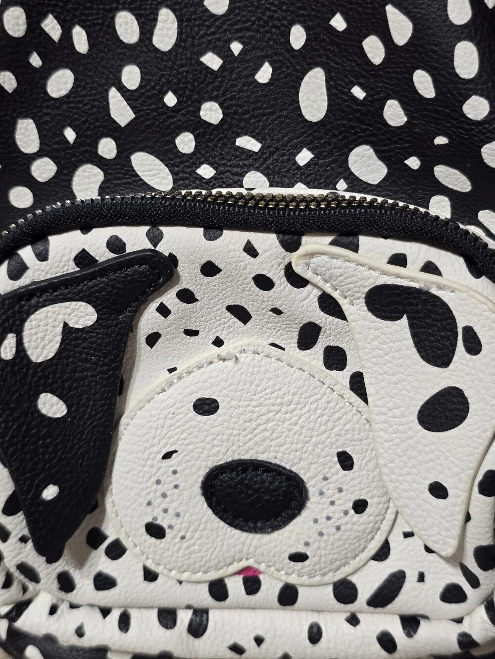 Betsey Johnson Black & White Dalmatian Puppy Dog Face Mini Backpack